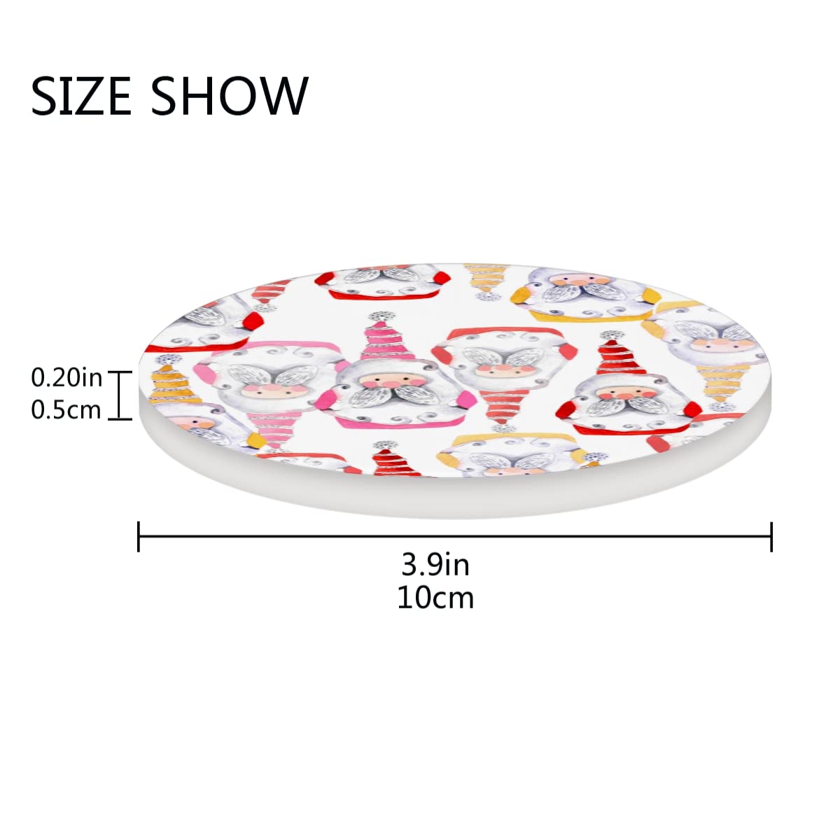 Set di 4 sottobicchieri rotondi in ceramica semplice stampa