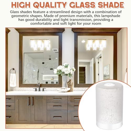 Image of Teenyyou 1 Pcs White Linen Frosted Glass Shade Replacements for Pendant Light Fixtures Glass Lamp Shade Cover, 1-5 /8 Inch Fitter E26 Base, 4 inchw x 6 inchh, Replacement Lamp Globe for Chandelier Wall Sconce