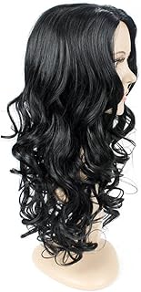 باروكة شعر أنيقة بنمط شعر طويل مجعد ومموج للنساء من اي سي اي اف، لون أسود 2724646991789