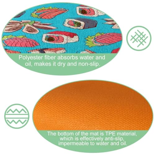 Tapis de cuisine nourriture japonaise absorbant et lavable