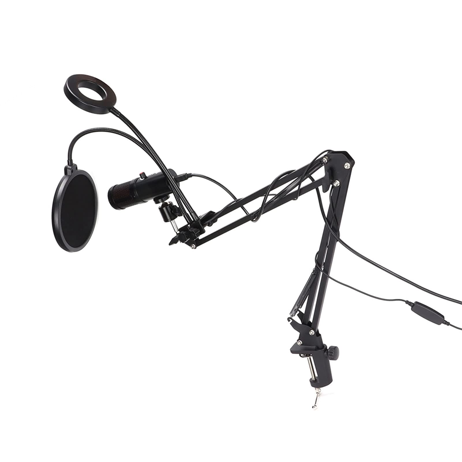 VBLKUYDPR USB-Mikrofon OneKey Mute RGB-Licht, Podcast-PC-Kondensatormikrofon-Set mit Nierencharakteristik, Klangqualität auf Studioniveau mit Fülllicht, für die von Live-Streaming, Gaming,