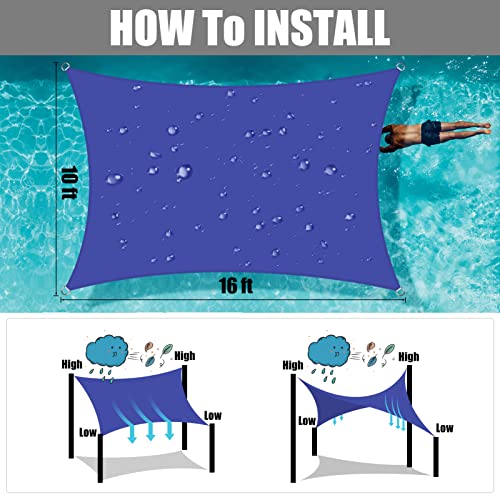 Neween Waterproof Sun Shade Sail Rectangle UV Block Canopy for Outdoor Patio and Garden, Yard Activities (10'x16', Blue) by Neween - Image 5