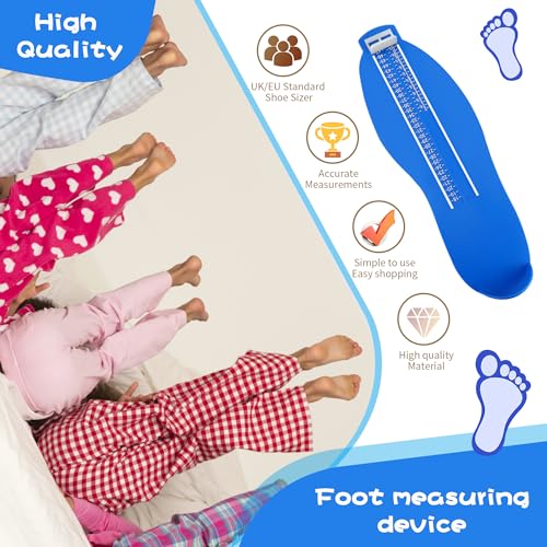 JSMTKJ Fußmeßgerät, Schuhgrößen Messen Größen mit 1 Maßband Füße, Kinder Erwachsenen Schuhmessgerät für EUR UK Schuh Messgerät (blau)