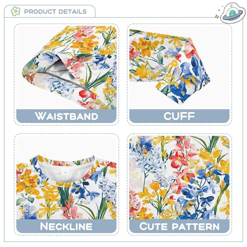 JUNZAN Watercolor Yellow Blue Flowers Big Boys Pullover Hoodie Crewneck Tops Clothing Shirts Athletic 4T3