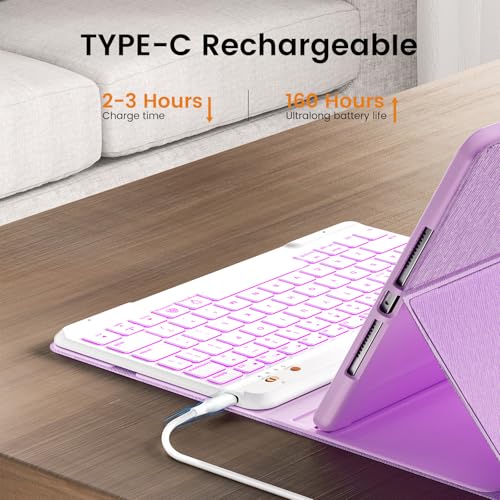 Keyboard Case for iPad 10th Generation 2022 & A16 11th Generation 2025, 10.9/11 Inch Detachable Wireless Keyboard Cover with Pencil Holder, 360° Rotatable, Folio Protective Case for iPad 11th/10th Gen by OYEEICE - Image 8