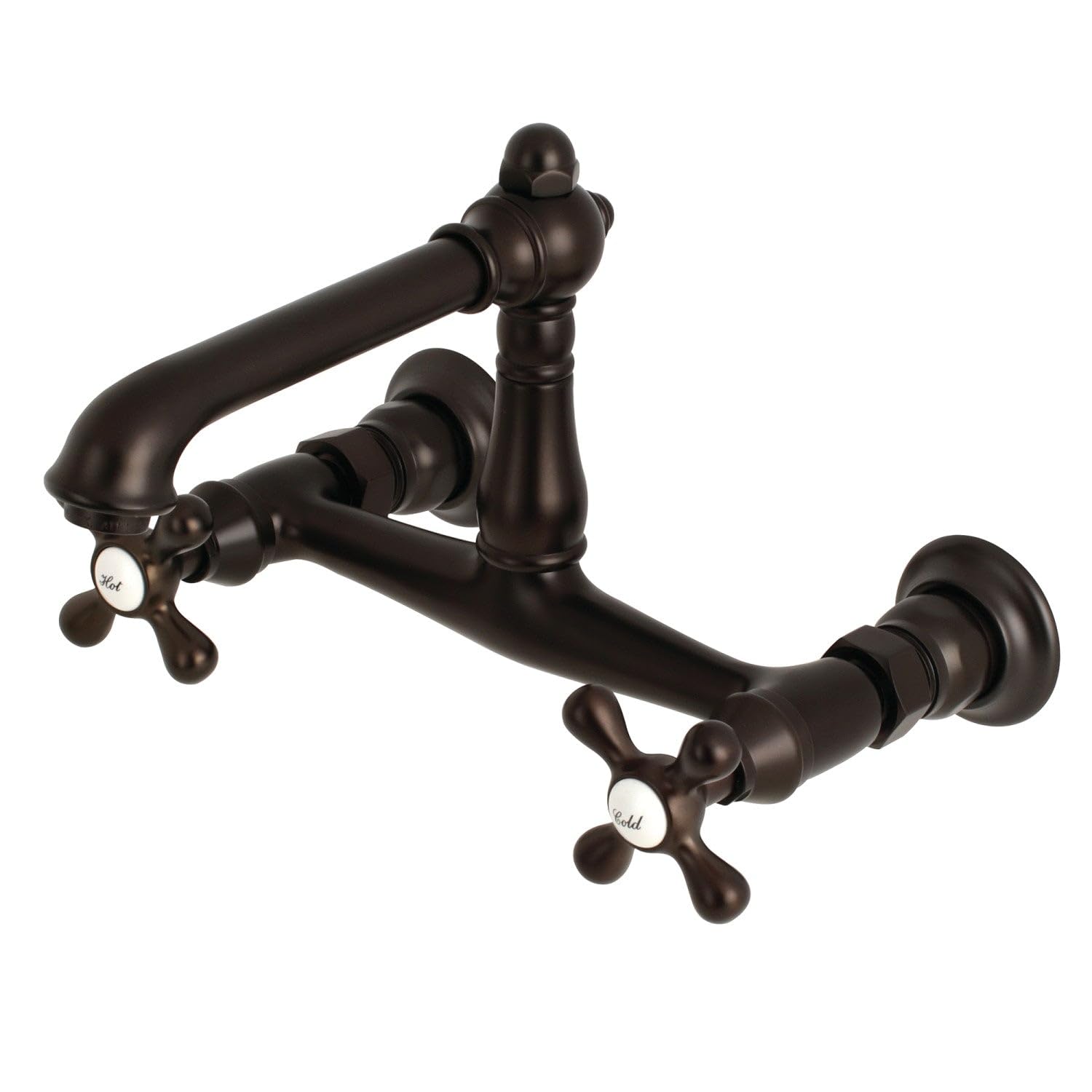 Kingston Brass KS7245AX İngiliz Kırsal Banyo Bataryası, 6-5/8 inç Musluk Erişiminde, Yağla Pürüzsüzleştirilmiş Bronz