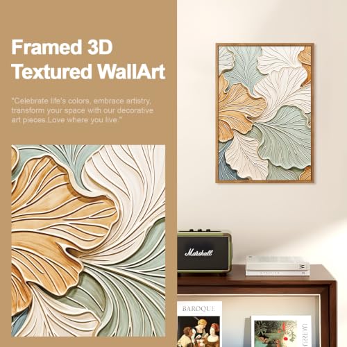 Image of CHDITB 3D Abstract Wall Art, Textured Boho Chic Ginkgo Leaf Wall Decor