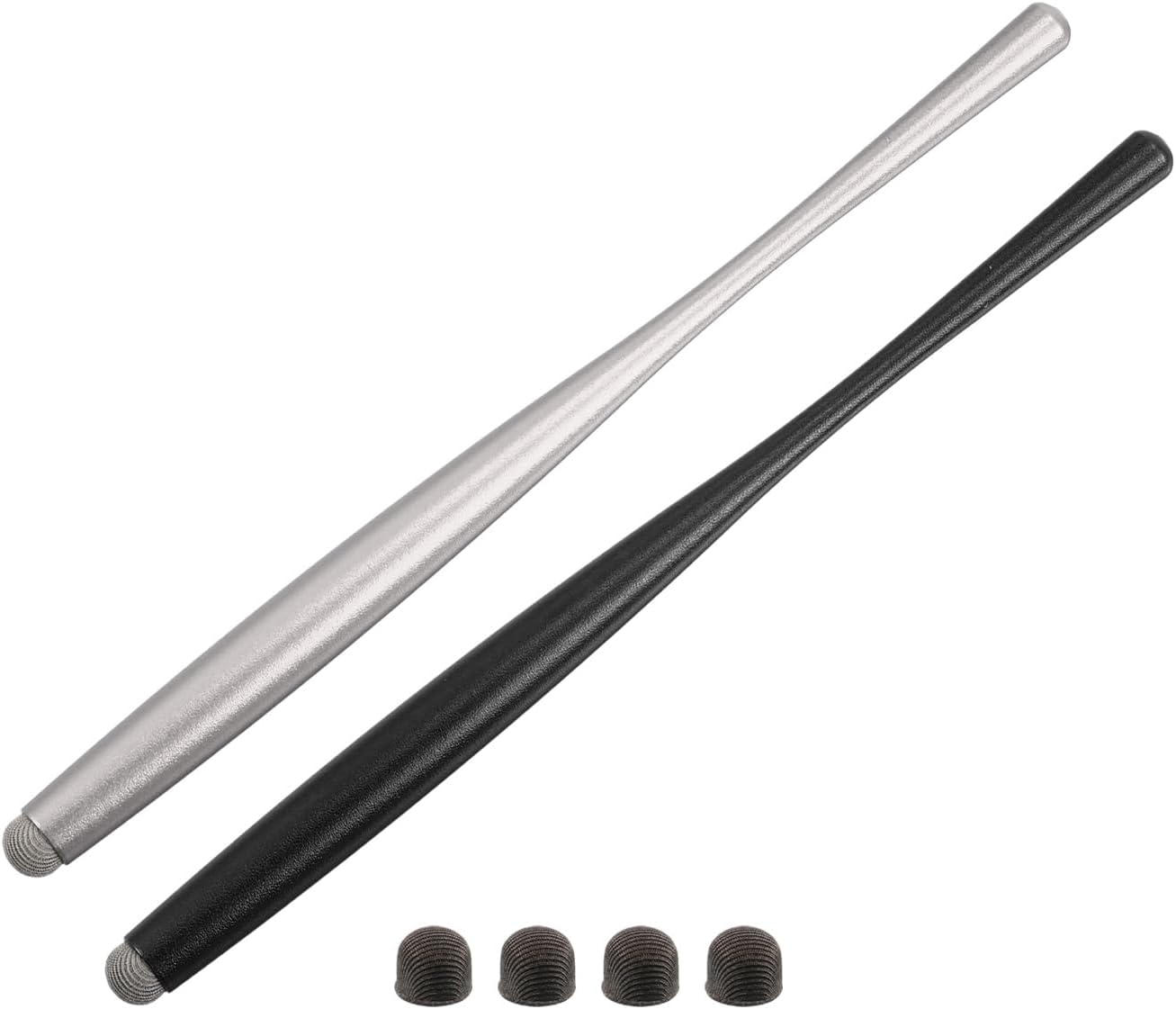 2pcs Stylus Pens for Touch Screens Slim Universal Capacitive Stylus Pen for All Capacitive Touch Screen Device with 4 Fiber Fine Tips, Black Silver