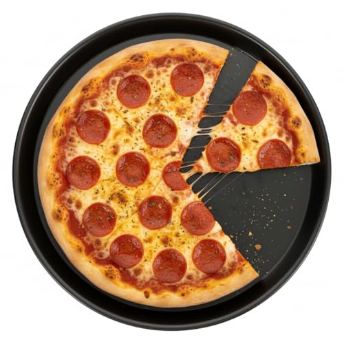 OATIPHO Teglia per Pizza Croccante per Microonde, Teglia Rotonda Antiaderente, Pizza in Lega di Alluminio da 30 cm, Nera, da Forno