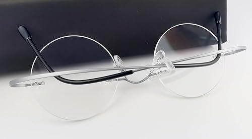 Miniatura 5 de Gafas de lectura de titanio sin montura Vintage Small Round 43-22-145 Filtro azul claro Lente de policarbonato