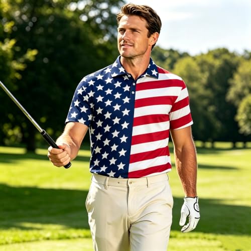 Camisetas polo para hombre de golf, divertidas, con tecnología anti-transpiración y secado rápido, manga corta miniatura 5