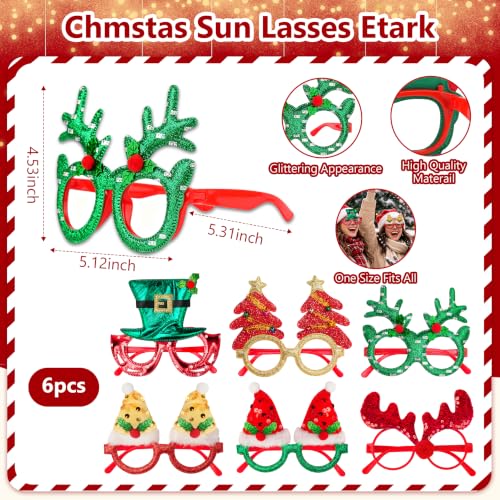 Image of fiintrwa Christmas Headband Beads Necklace Hair Hoop Eyewear Eyeglass Santa Hat Photo Props for Xmas Party Decoration Supplie