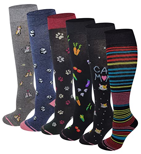 Dr. Motion Women 6 Pairs Pack Everyday Compression Knee High Socks (Assorted -A) 9-11 #TOP1