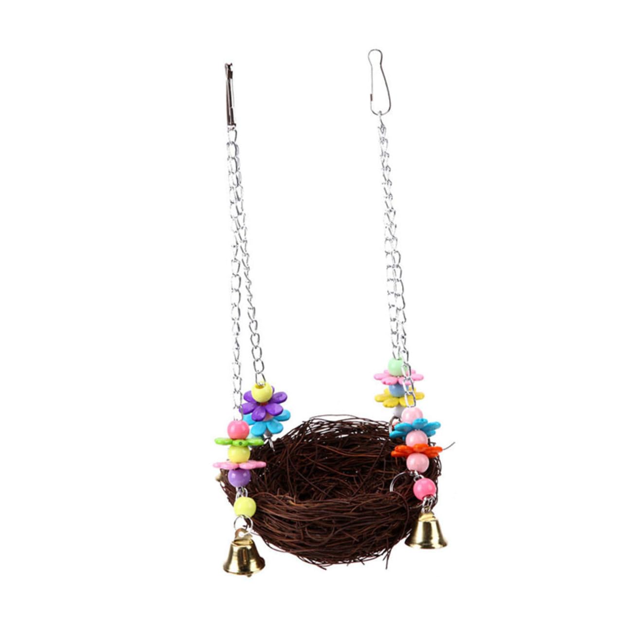 2 Piezas Columpio de pájaro Juguete cacatúa pequeños Productos para Mascotas de Madera Columpio de Loro de Moda Columpio de ratán Rota el Columpio Suministros para Aves Bambú