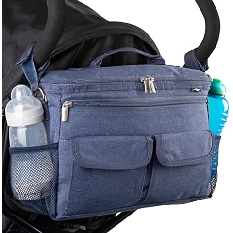 Buggy Organiser with Wipe Clean Lining. Fits All Pushchairs. A Durable Pram Organiser Storage Solution Bag - BTR Cover