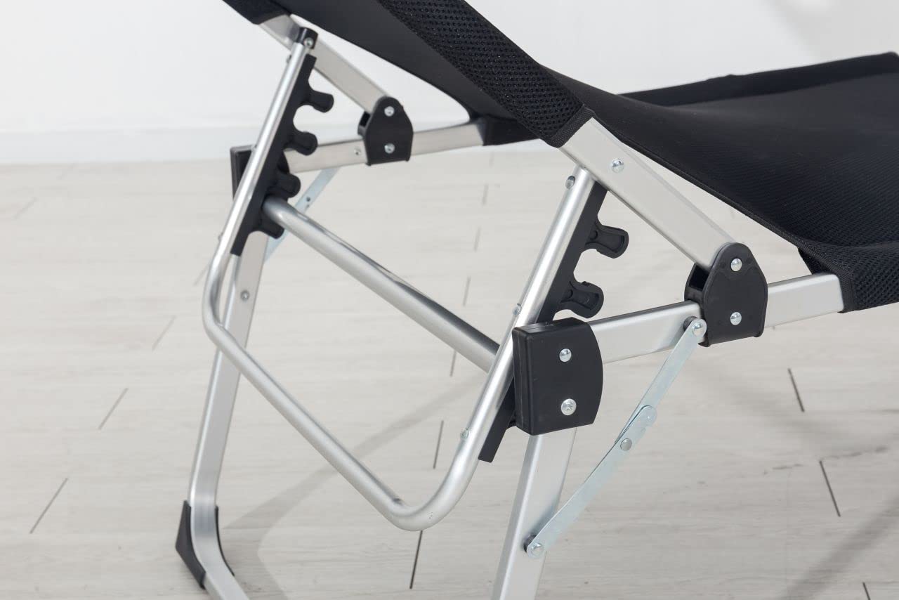 TrendLine Alu-Dreibeinliege De Luxe XL schwarz Gartenliege Sonnenliege Alu Liege