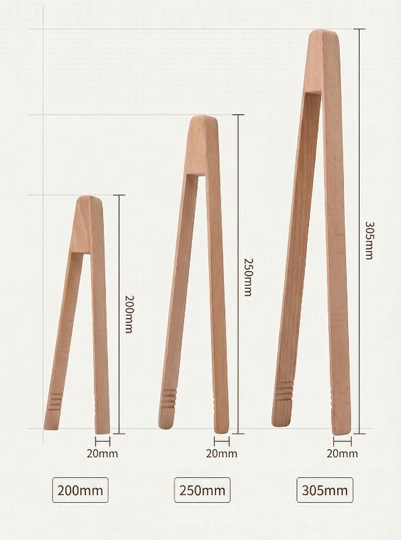 Pinzas de Madera de Haya Natural 5 Piezas, Set de Clips de Cocina Multipropósito | Madera de haya sin pintar, fondo antideslizante