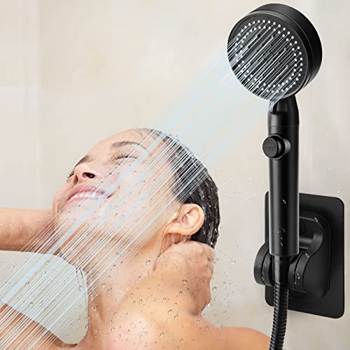 High Pressure Shower Head, Kaymncuz Handheld Shower Head With 5 Spray Mode, With 59 Inch Hose And Nail-Free Shower Bracket, High Flow Hand Held Showerhead With On/Off Pause Switch To Saving Water #TOP6