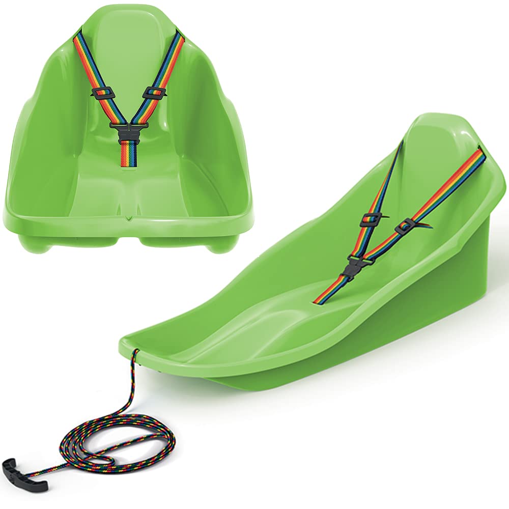 Slitta per bambini fino a 3 anni con schienale, cintura di sicurezza e fune di trazione, per bambini bob, slittino da neve TOPO 72 x 37 cm