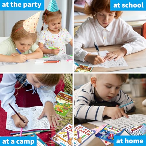 Kalysky 24 Mini Activity Books for Kids Party Favors Ages 4-8 8-12,Fun and Challenges Include Mazes, Dot to Dot,Word Search, Word Scramble and More for Goodie Bag Stuffer Classroom Activity