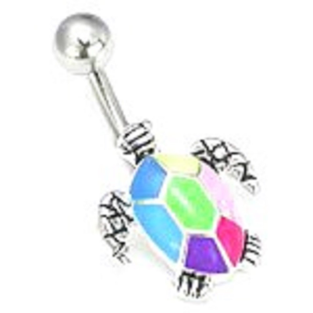Belly Button Ring Navel 14G 7/16" Cute Rainbow Turtle Belly Ring Body Accentz®