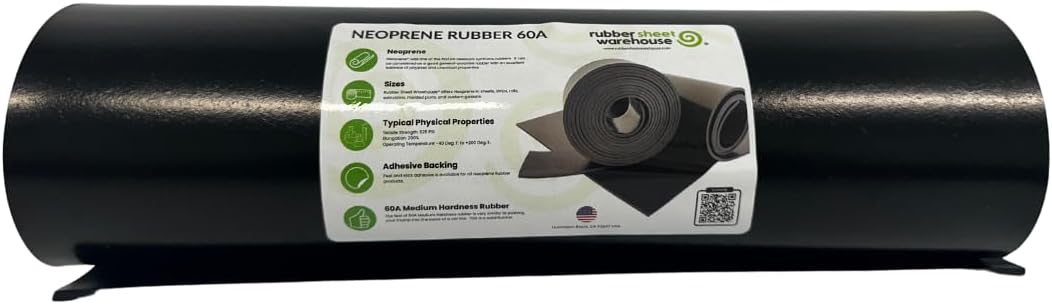 Rubber Sheet Warehouse .125" (1/8") Thick x 36" Wide x 36" inch -Neoprene Rubber Sheer Commercial Grade 65A, Smooth Finish, Solid Rubber, Perfect for Weather Stripping, Gasket, Costume & DIY Projects