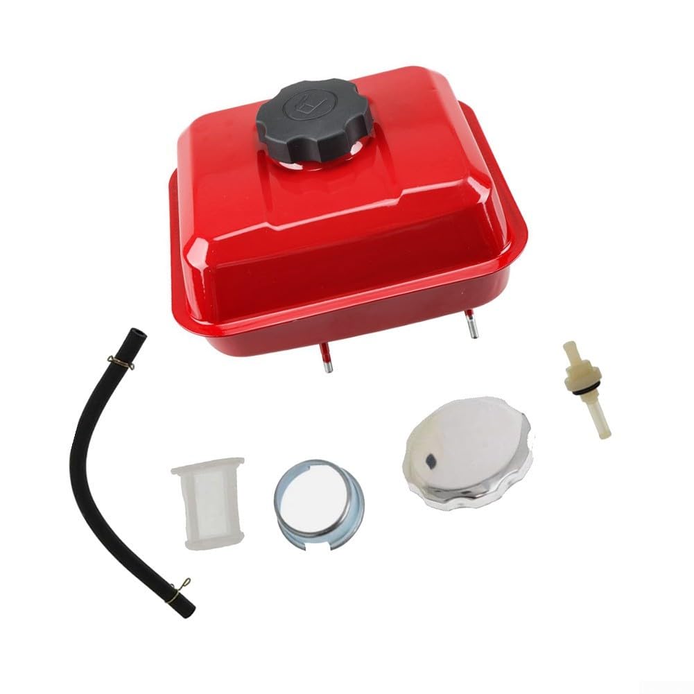 Kraftstofftank-Baugruppe für Honda GX140 für GX160 für GX200 Motoren, 3,6 l Eisengastank mit Kappe und Filter, rotes Ersatzteil (schwarz)