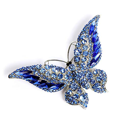 Image of Suoirblss 3.74 Inches Vintage Rhinestone Butterfly Brooch Pin Crystal Cute Animal Rhinestones Corsage Pin