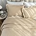 Auemtyn Full/Queen Size Quilt Set 3 Pieces, Soft Lightweight Summer Bedspread, Reversible Microfiber Bed Coverlet for All Seasons, Beige, Floral Pattern (1 Quilt, 2 Pillow Shams)
