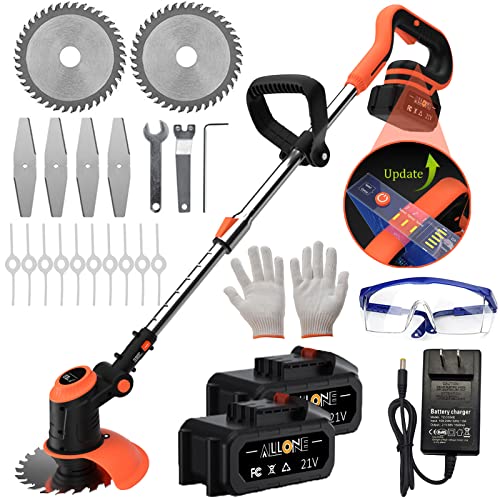ALLONE Weed Wacker Cordless with Power Display & 3-Level Speed, ...