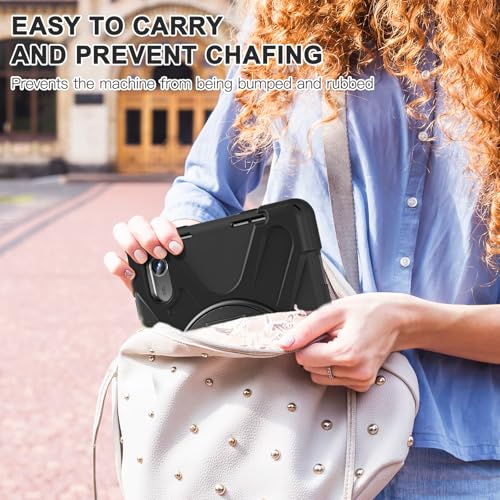 Image of ProElite Cover for Motorola Pad 60 Neo 11 inch 2025 Cover Case, Rugged 3 Layer Armor case Cover for Motorola Pad 60 Neo 11 inch with Hand Grip & Rotating Kickstand with Shoulder Strap, Black