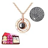 I Love You Necklace 100 Languages Gift Set | Nano Jewelry Projection Necklace | Romantic Gifts for Her (Circle - Rose Gold 18k)