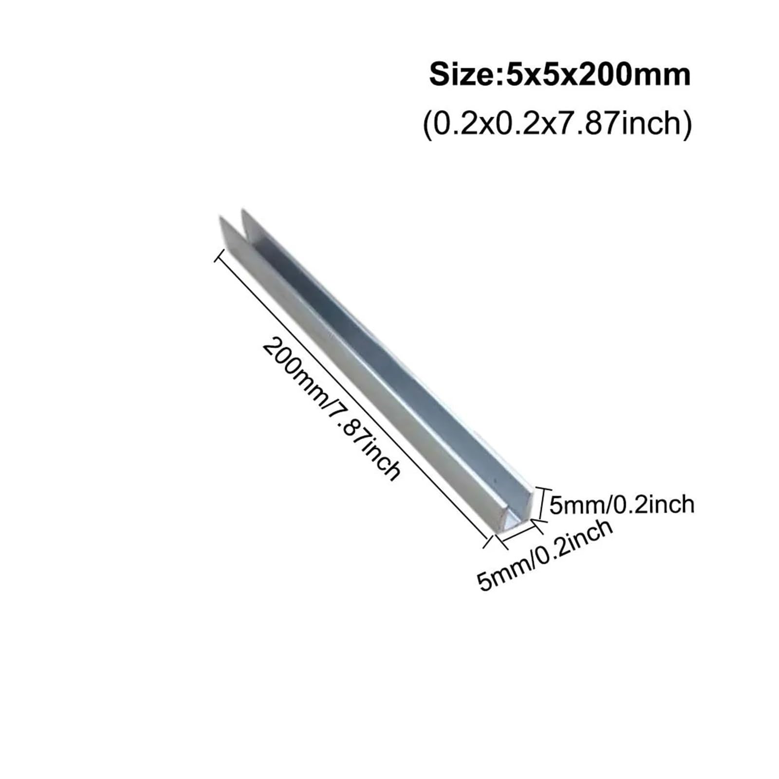 Perfil en U aluminio Tira de borde aluminio en forma U, con revestimiento vidrio, aleación, 5 mm, 10 y 20 ancho 100 a 400 largo(10X5X300MM,1pcs)