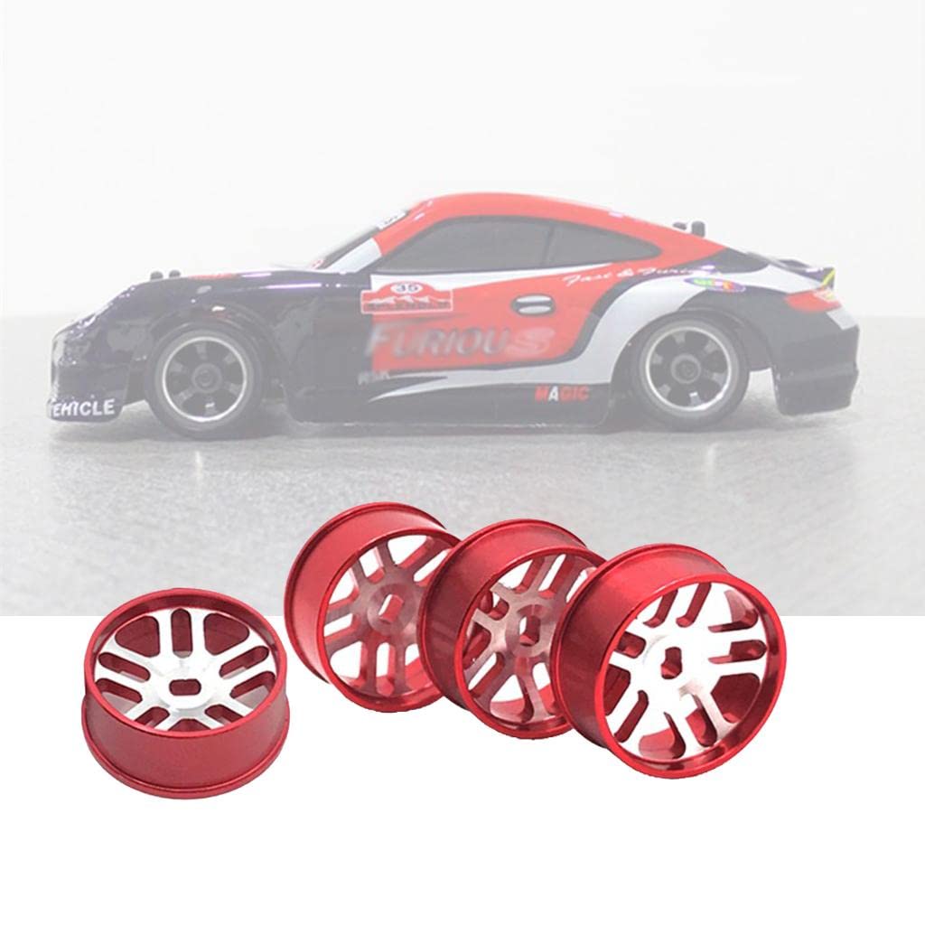 KK Vintage 4Pcs Metal Wheel Rim Set Fit for WLTOYS K969 K979 K989 1/128 RC Car Red (61034895KK)