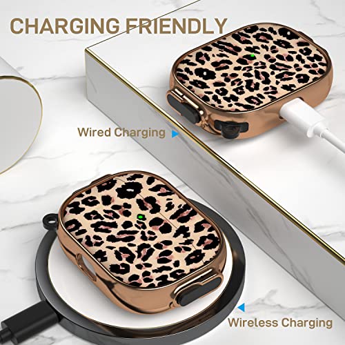 Image of Maxjoy for AirPods Pro 2nd /1st Generation Case with Lock, Cute AirPods Pro 2 Case Lock Protective Hard AirPod Pro Cover for Women Men with Keychain for Airpod Pro (2023 /2022 /2019), Leopard