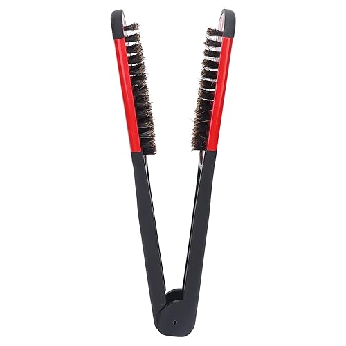 Miniatura 8 de Brocha de afeitar, pinzas para el cabello, cepillo de peinado ergonómico, mango alisador para hombres y mujeres, para peluquería en el hogar (rojo