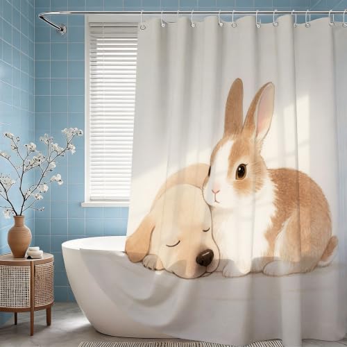 Rideau de douche imperméable polyester imprimé 3D avec anneaux inclus - 3