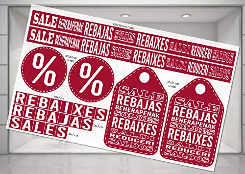 Desconocido Vinilo Electroestático Kit de Rebajas/Rebaixes/Sales | Rojo | Liso | Fabricado en España