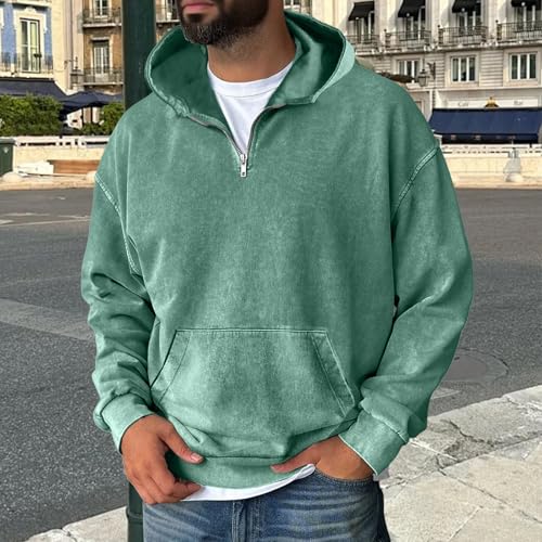 Mens Acid Washed Scuffers Quarter Zip Vintage Casual Sweatshirt Big and Tall with Pockets3