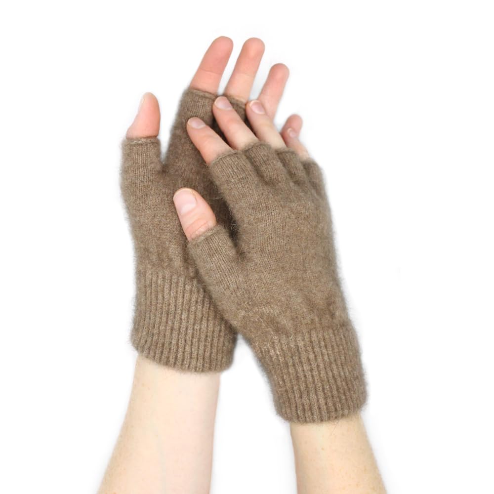 Native World Womens Possum Merino Wool Fingerless Gloves For Women and Men, Soft Extremely Warm (Mink, Medium)