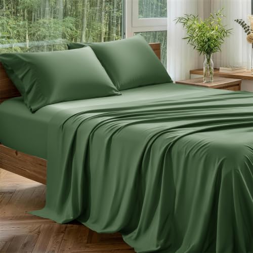 Image of 100% Organically Grown Bamboo Viscose Queen Sheet Set with Pockets on Side