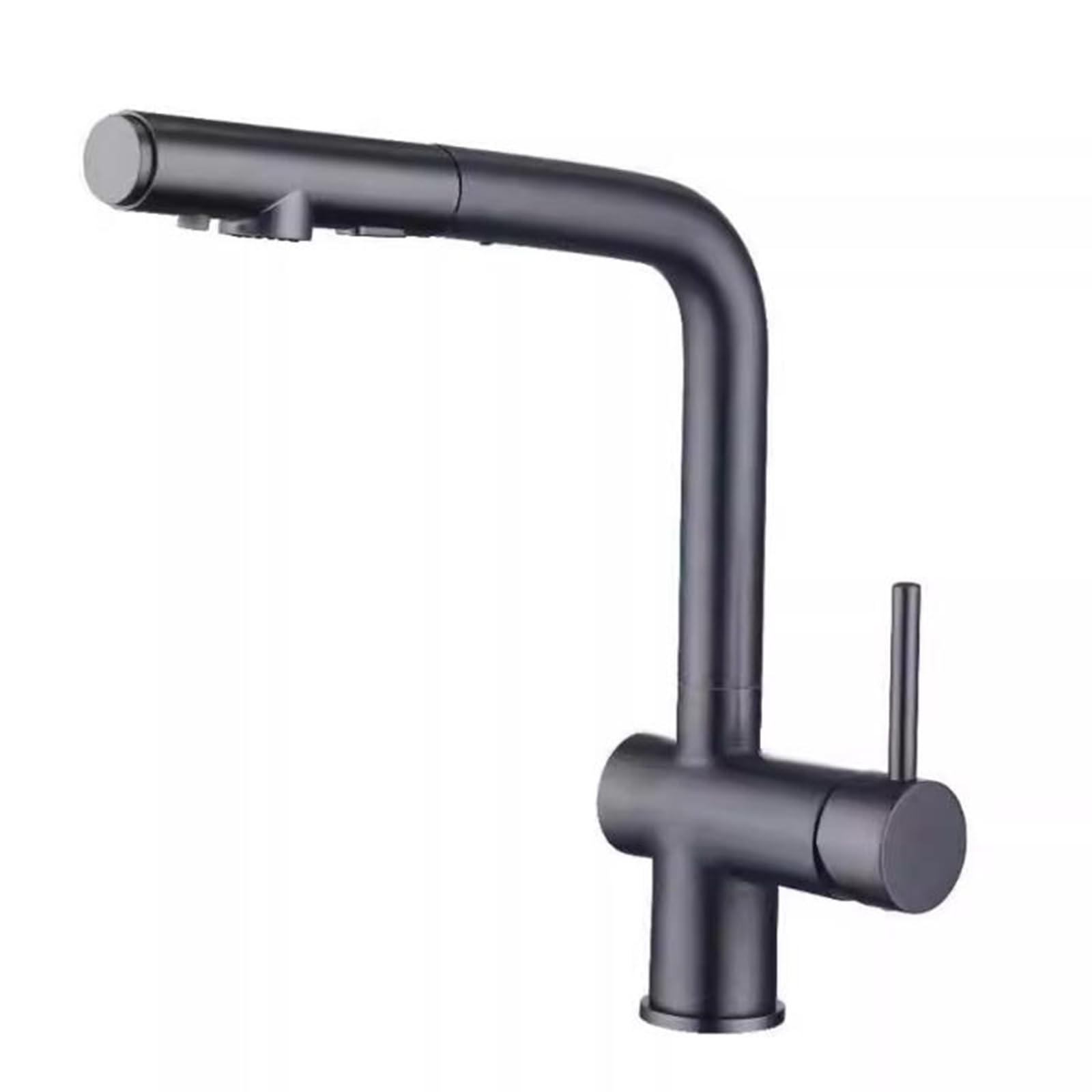 ZYCHSJXA 3 Way Kitchen Tap with Pull Out Spray, Sink Single Hole Rotary Brass Mixer Way-Grey