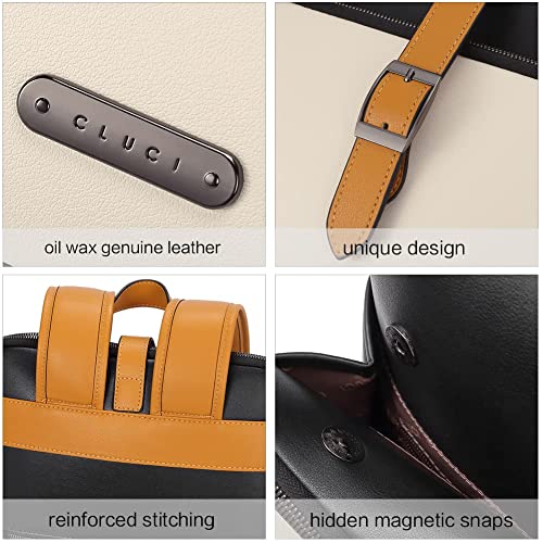 Image of CLUCI Leather Backpack for Women, 15.6 inch Laptop Bag, Large Genuine Work Backpack Travel Back