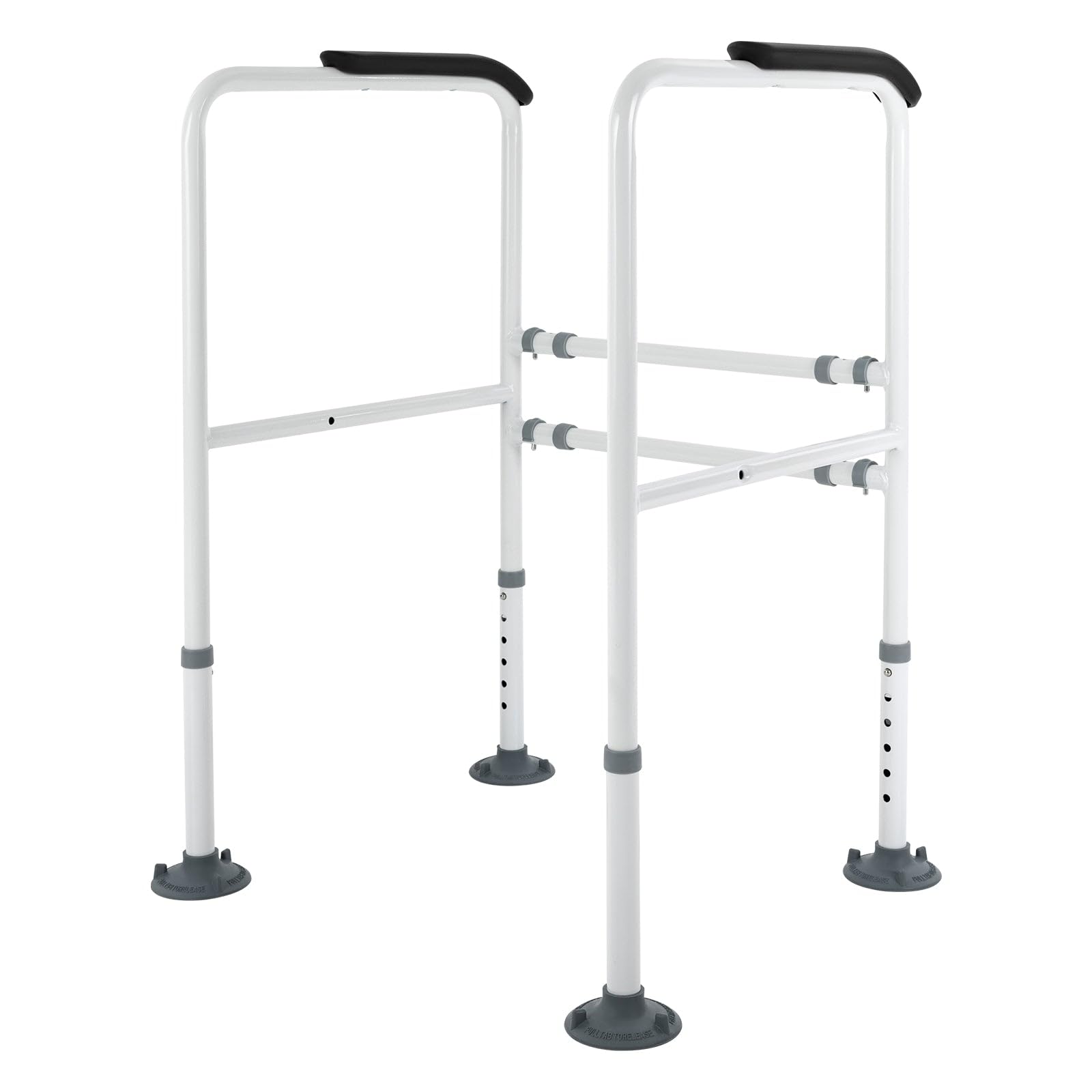 Stelaż bezpieczeństwa, podpórka do toalety, poręcz bezpieczeństwa, obciążenie 113 kg, stabilna, z uchwytami, regulacja wysokości i szerokości, kolor biały