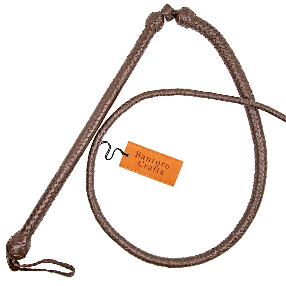 Marrone Frusta 12 trecce Fili Pelle Intrecciata Frusta in Vera Pelle Pancia in Pelle e Supporto in Pelle all'Interno Frusta Che schiocca Forte