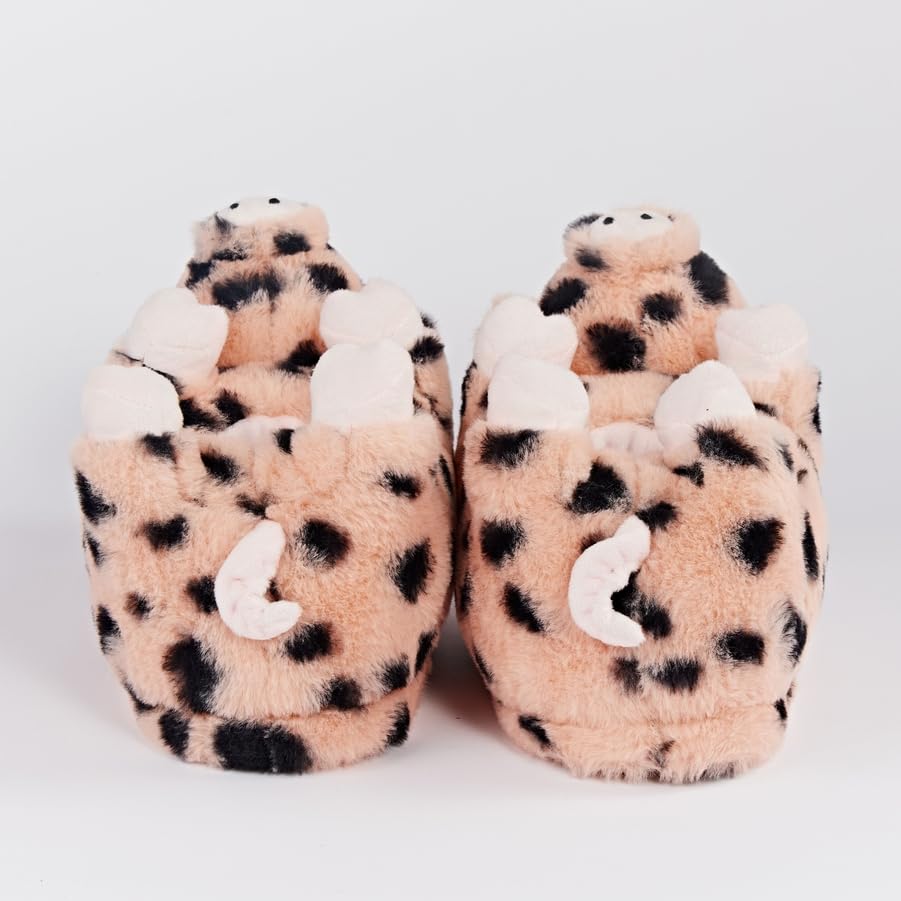 Image of Women's Animal Plush Slippers, Cute Cozy Fuzzy House Shoes Non-Slip Sole