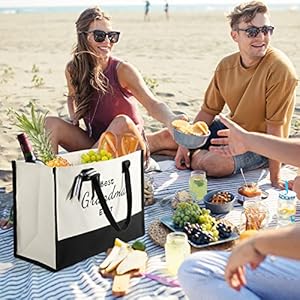 TRSODD Mothers Day Gifts for Grandma Gigi Birthday Gifts for Women Canvas Embroidered Tote Bag and Makeup Bag TRSODD Mothers Day Gifts for Grandma Gigi Birthday Gifts for Women Canvas Embroidered Tote Bag and Makeup Bag