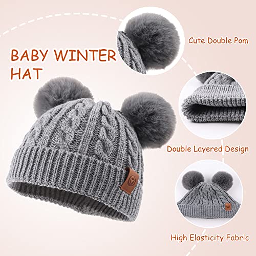 Image of Yuoahcn Kids Winter Beanie Hat Scarf Gloves Set Knit Warm Toddler Winter Cap Gloves Neck Warmer for Boys Girls 1-8 Year