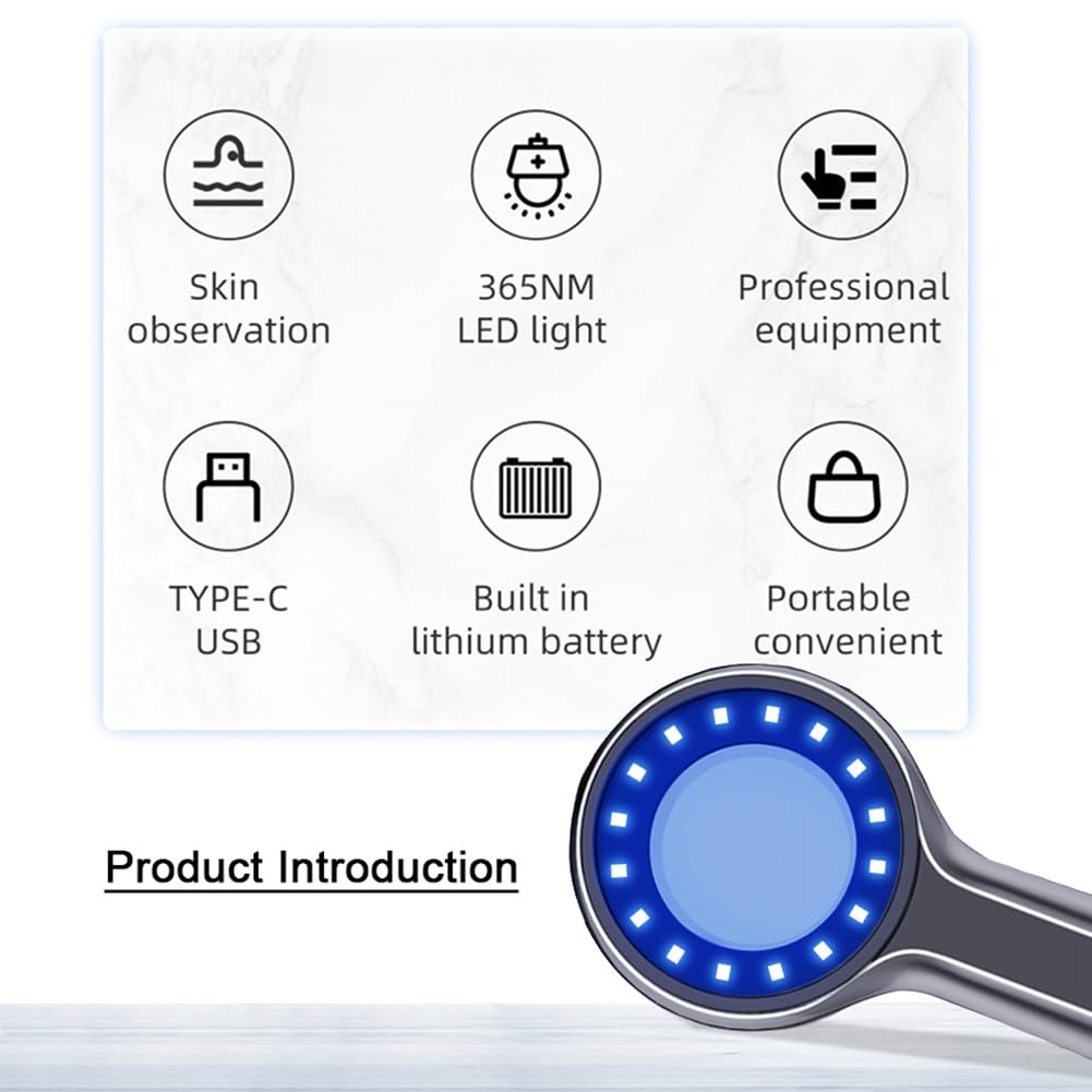 Lampe Woods Analyseur de Peau UV Grossissant pour les Tests de Beauté Du Lampe Wood pour les Tests D'Analyse des Soins de la Peau