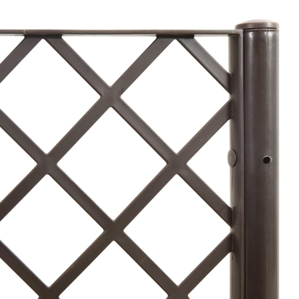Jardinera con enrejado marrón 160 x 40 x 142 cm, maceta elevada de polipropileno para jardín, balcón y terraza, robusta jardinera con aspecto de ratán para verduras y plantas trepadoras